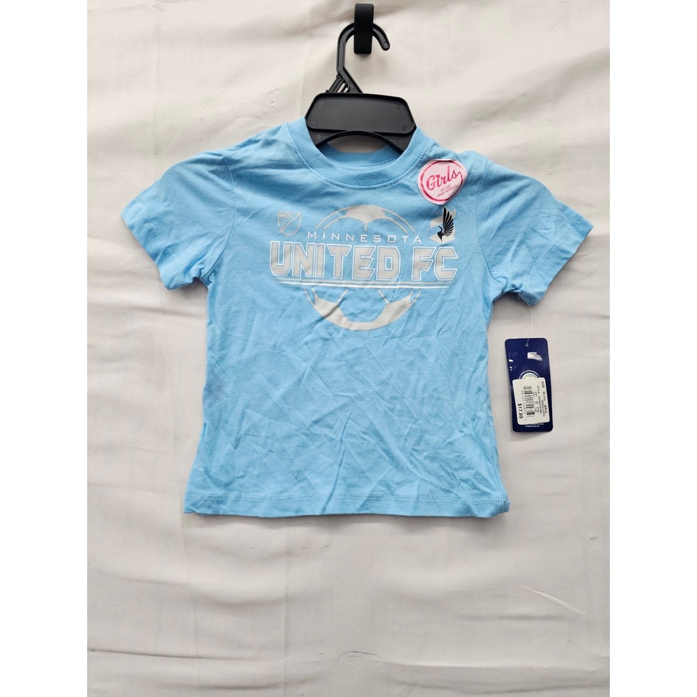 MLS Girls Minnesota United FC Graphic T-Shirt Blue Cotton Size XS 4/5